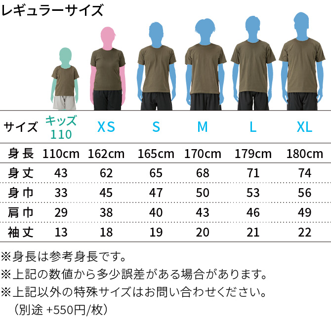 Tシャツサイズ表